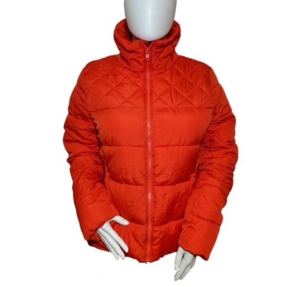 Old Navy Puffer Jacket Women Long Sleeve Full Zip Pocket Red - Picture 2 of 5